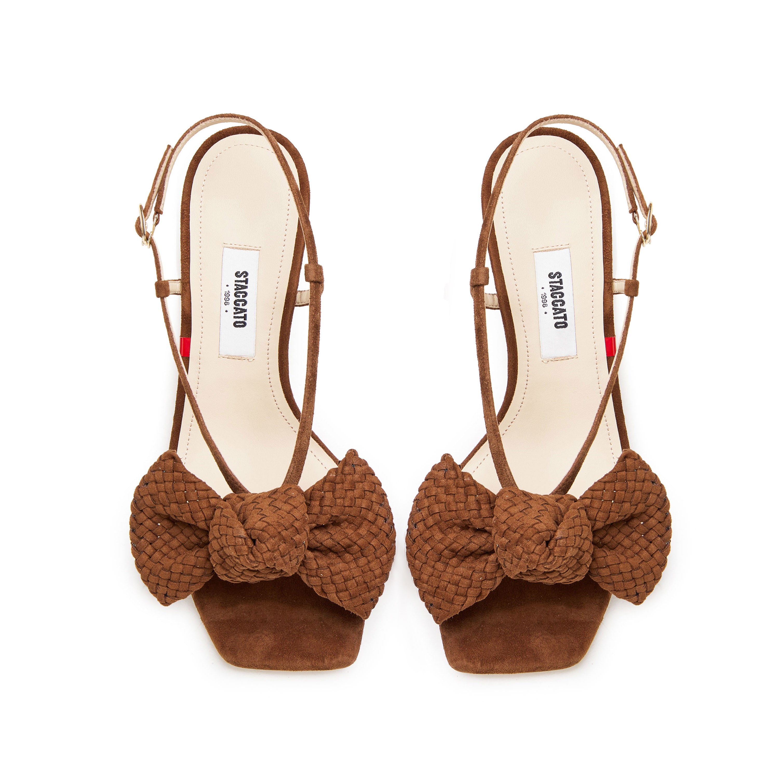 Brown Woven-Bow Slingback Sandals