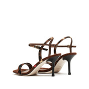 Leopard Strap Suede Heel Sandals