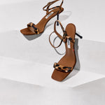 Load image into Gallery viewer, Leopard Strap Suede Heel Sandals
