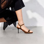Load image into Gallery viewer, Leopard Strap Suede Heel Sandals
