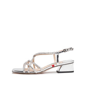 Silver Crystal Strappy Slingback Sandals