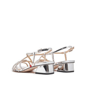 Silver Crystal Strappy Slingback Sandals