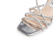 Silver Crystal Strappy Slingback Sandals