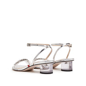 Silver Crystal Heel Ankle-Strap Sandals