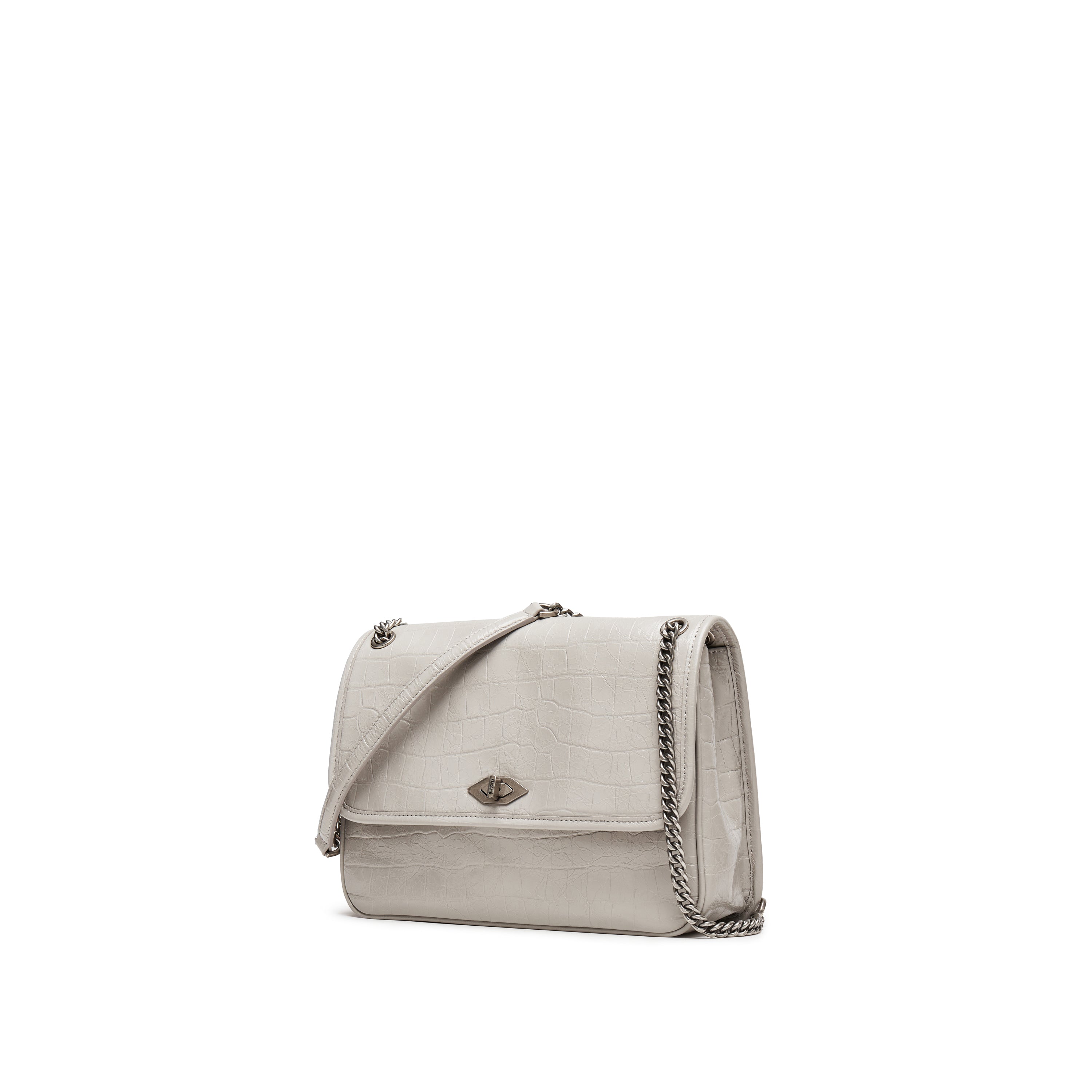 Grey Embossed Crossbody Bag