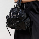Load image into Gallery viewer, Black Waxy Leather Backpack
