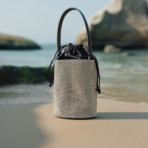 Crystal Tassel Top Handle Bucket Bag