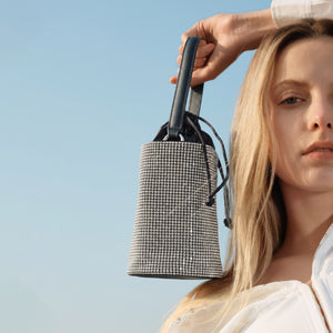Crystal Tassel Top Handle Bucket Bag