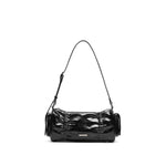 Load image into Gallery viewer, Black Waxy Leather Cylinder Shoulder Bag
