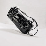Load image into Gallery viewer, Black Waxy Leather Cylinder Shoulder Bag
