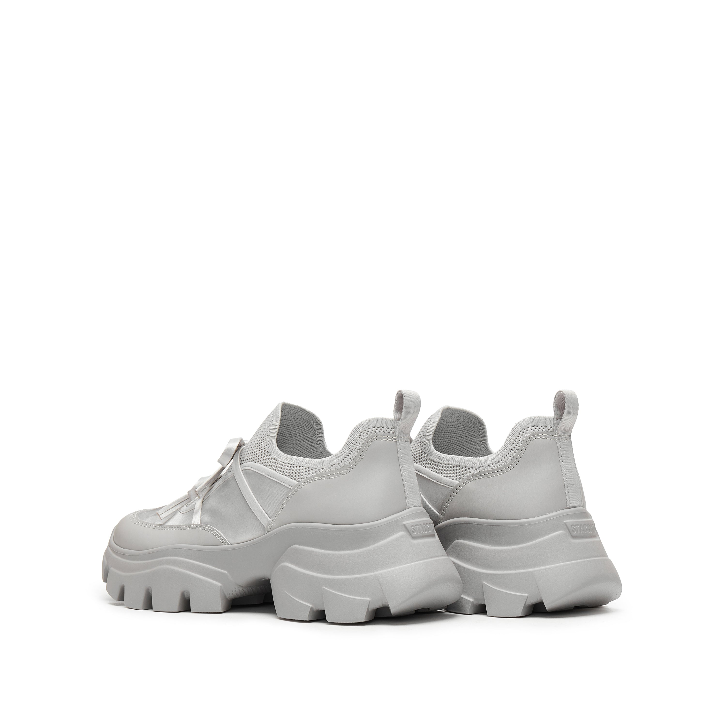 Grey Bows Satin Chunky Sneakers