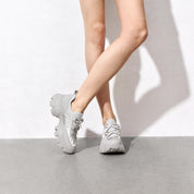Grey Bows Satin Chunky Sneakers