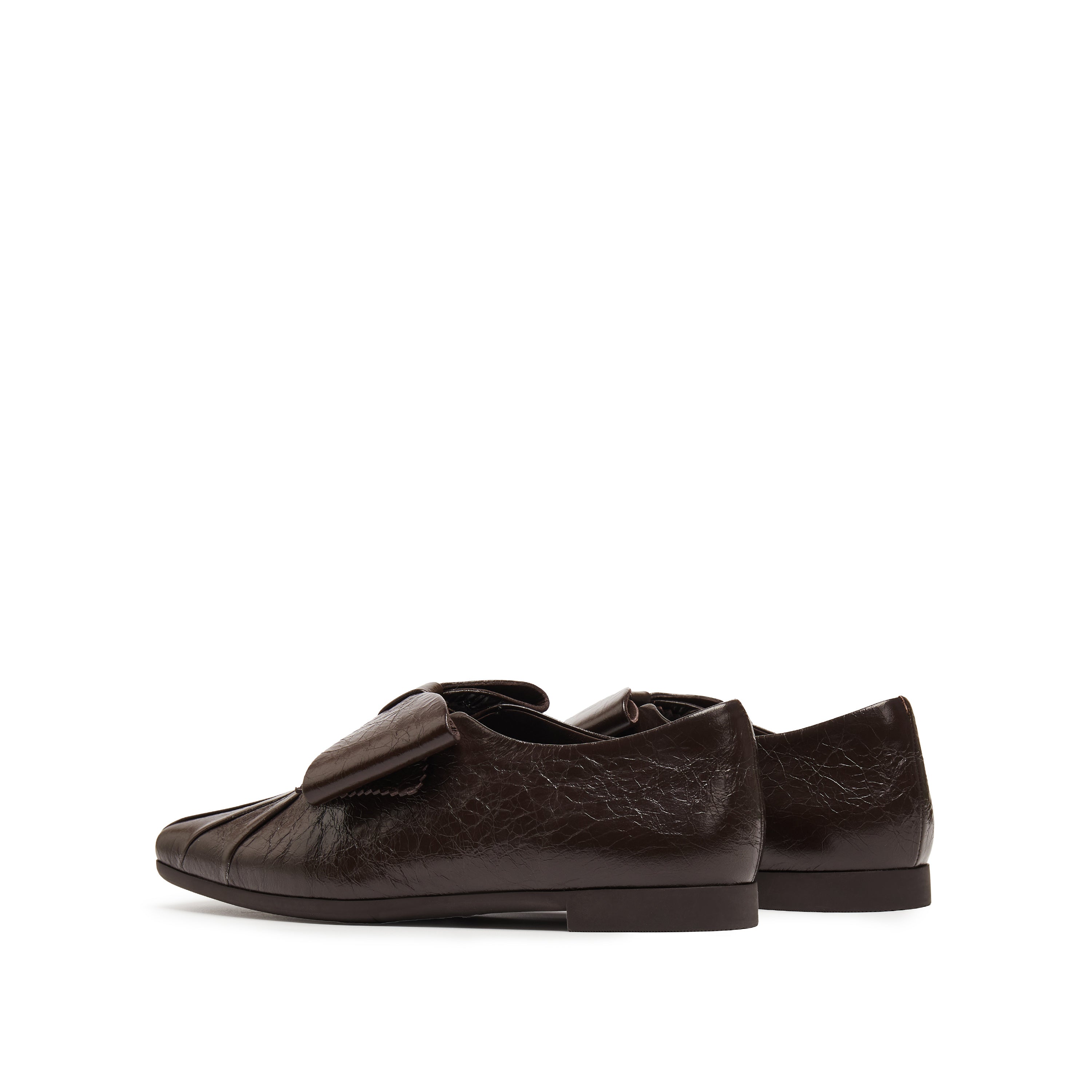 Espresso Waxy Bow Ballerina Flats