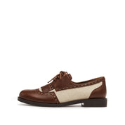 Liner Patch Brown Leather Lace up Kiltie Loafers