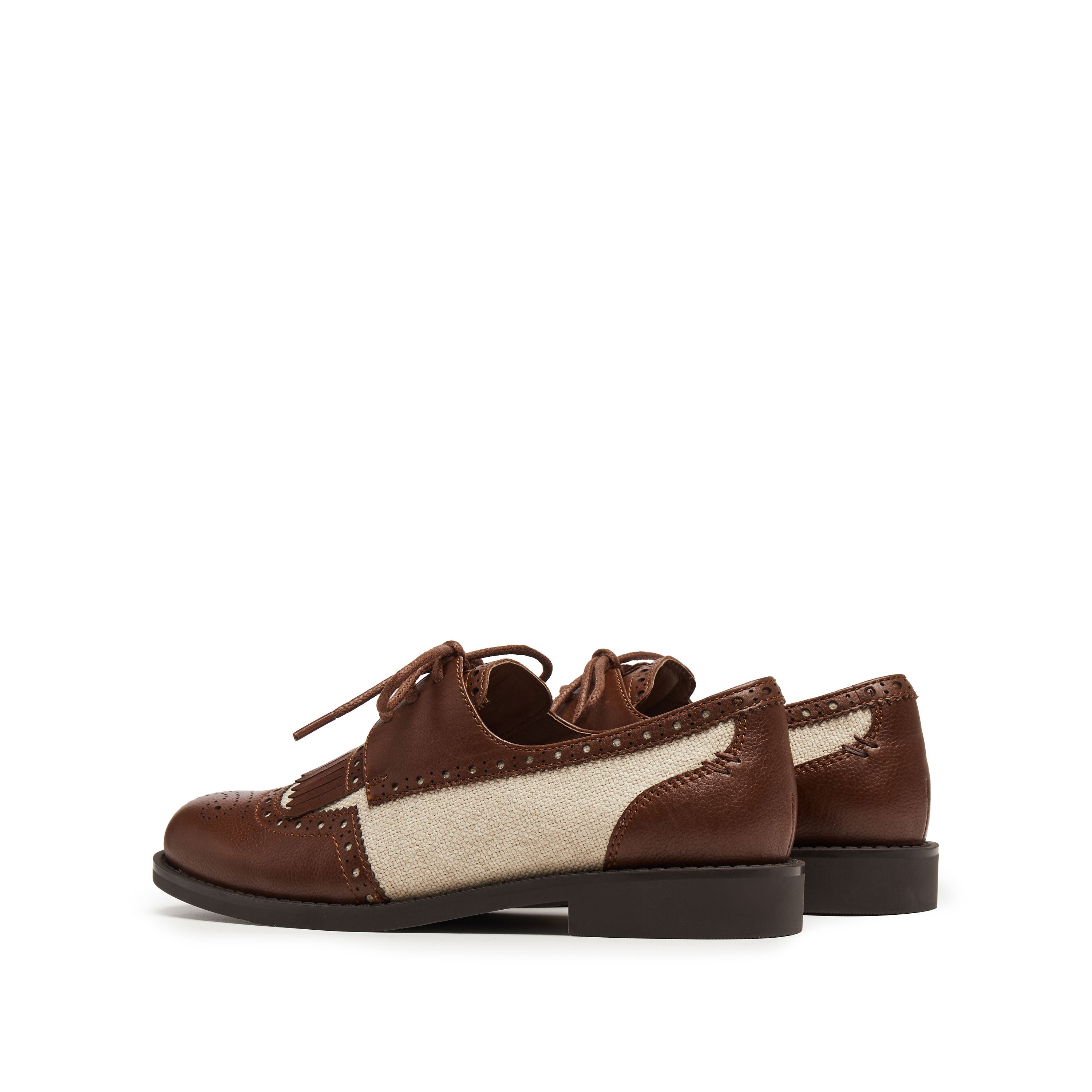 Liner Patch Brown Leather Lace up Kiltie Loafers