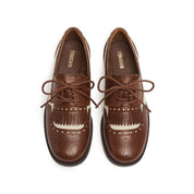 Liner Patch Brown Leather Lace up Kiltie Loafers