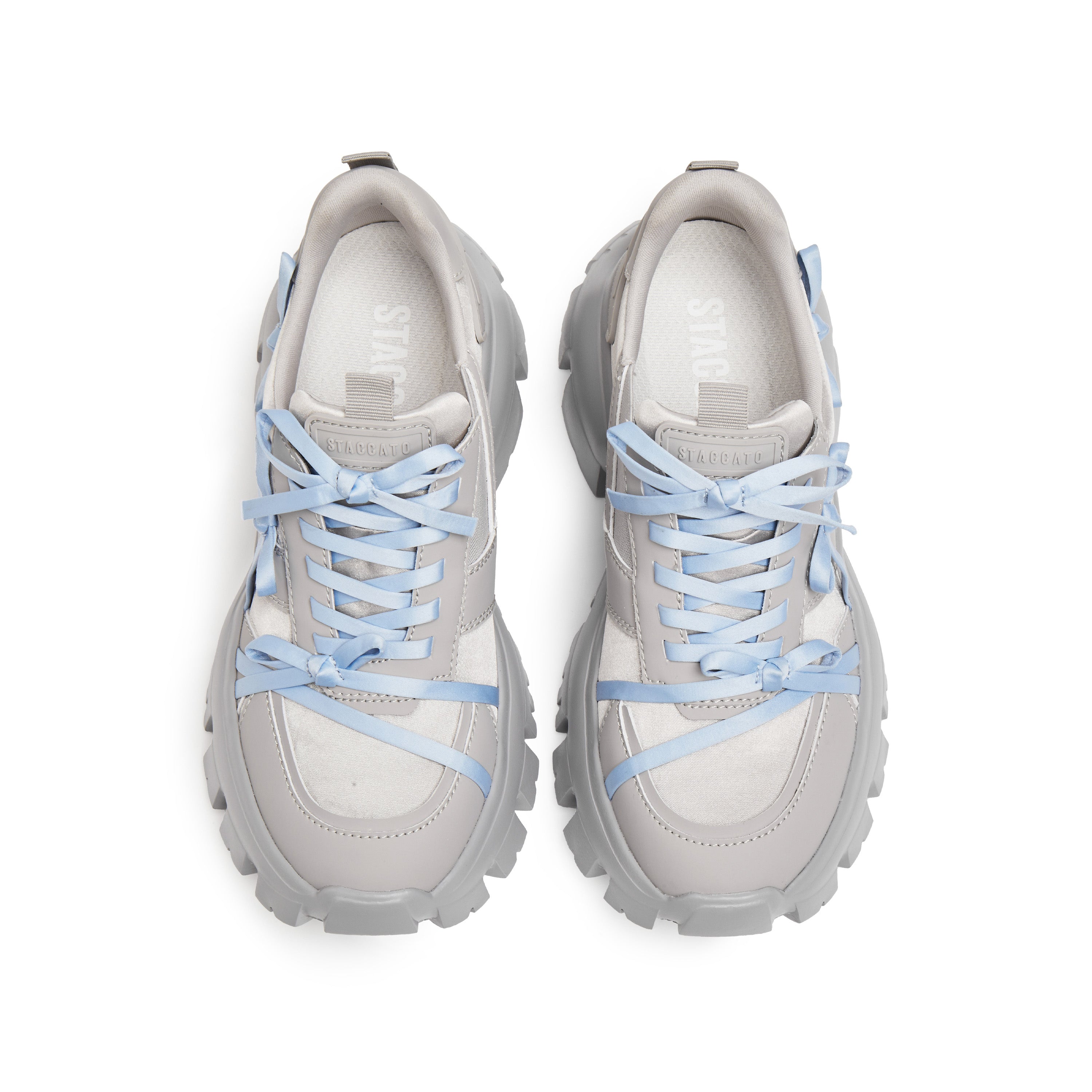 Light Blue Bows Grey Chunky Sneakers