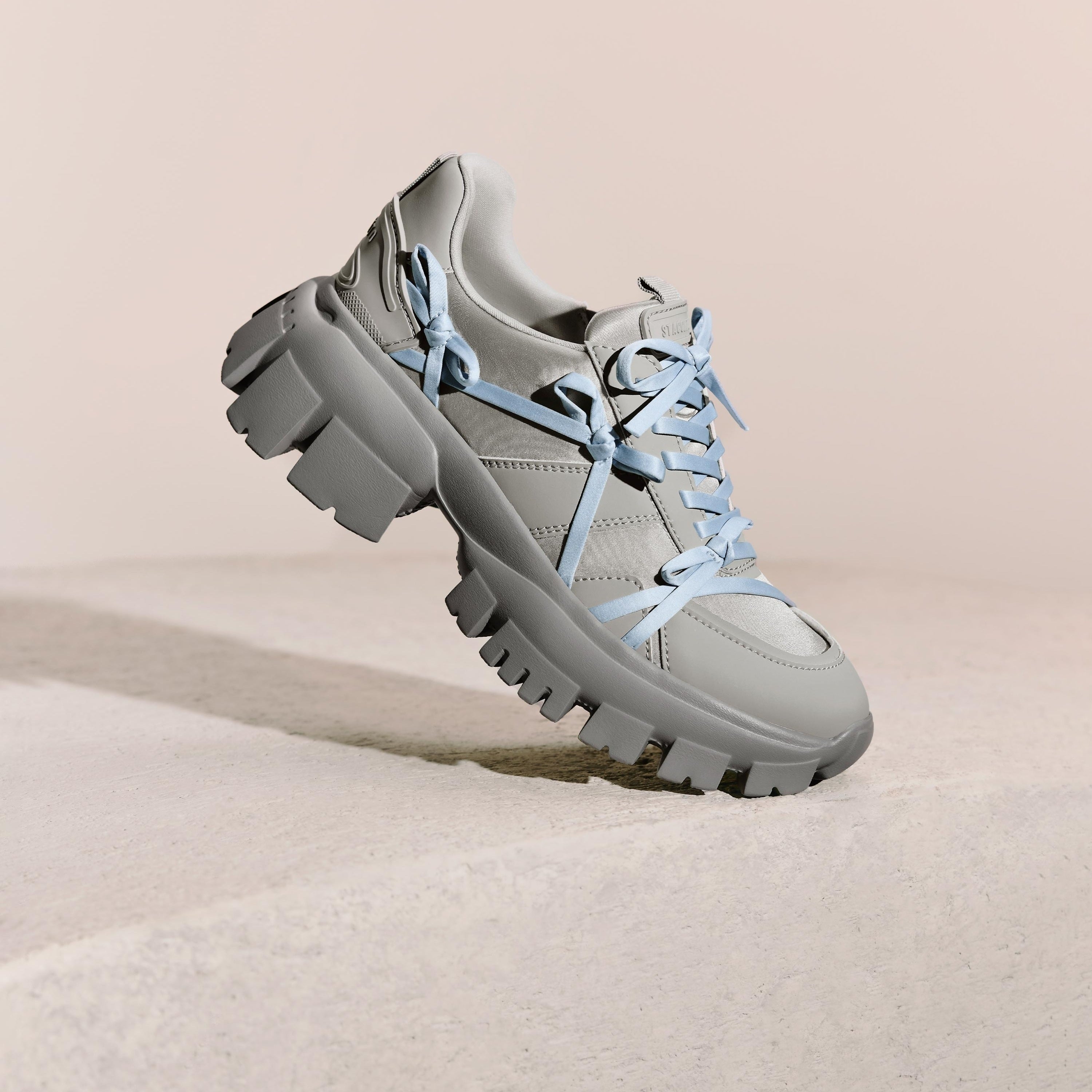 Light Blue Bows Grey Chunky Sneakers