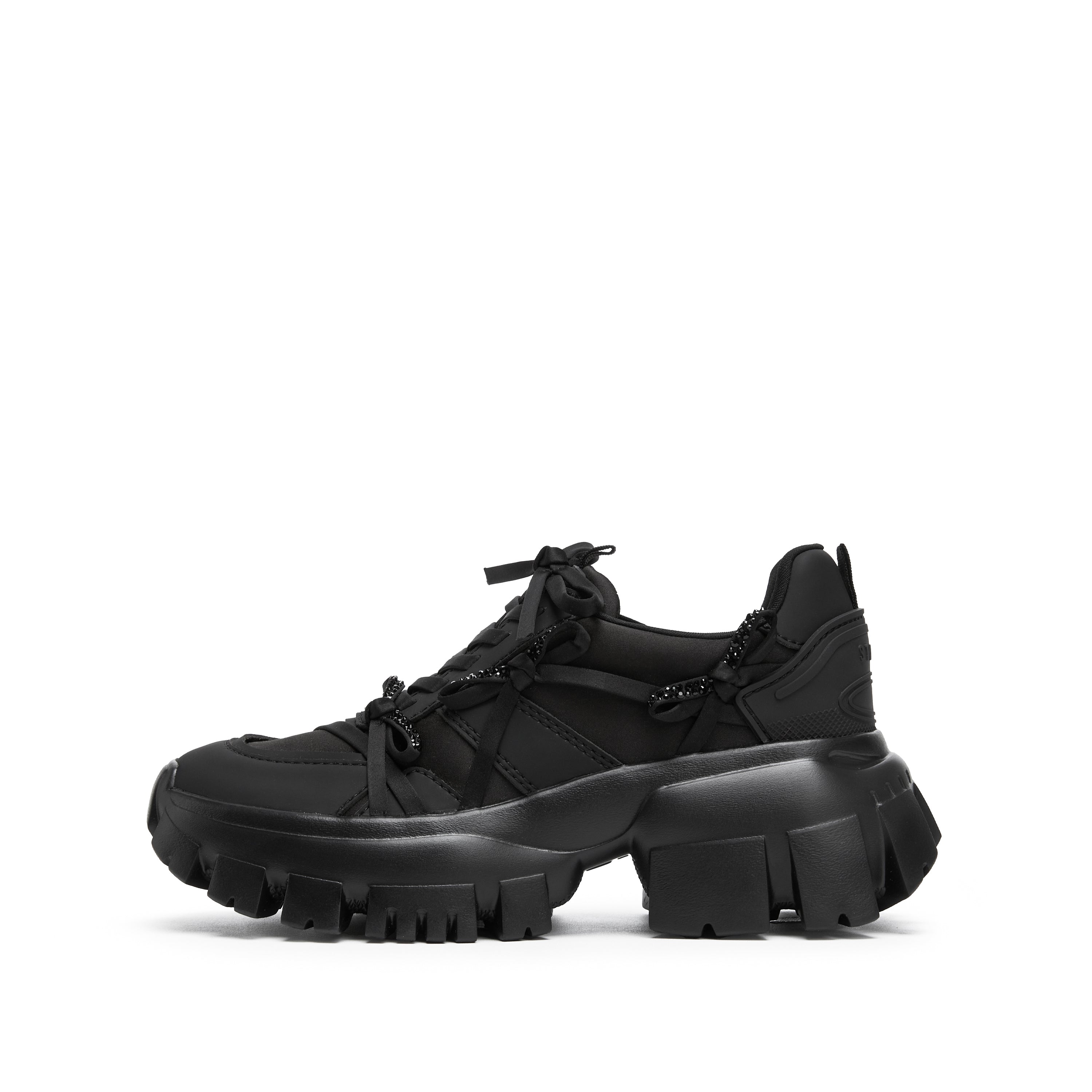 All Black Bows Chunky Sneakers