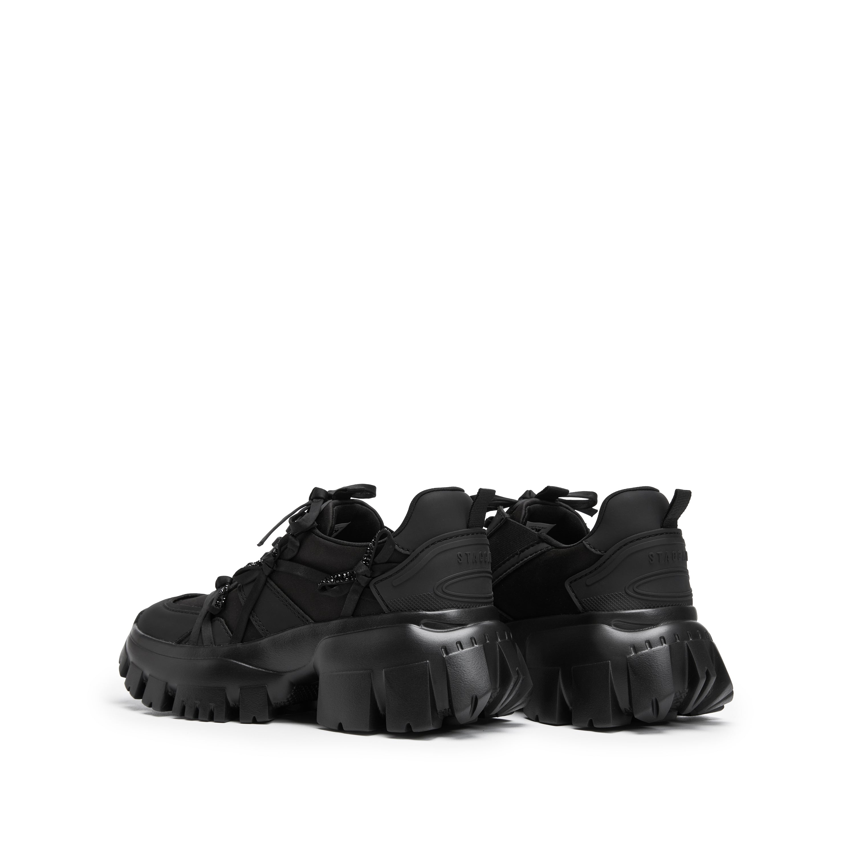 All Black Bows Chunky Sneakers