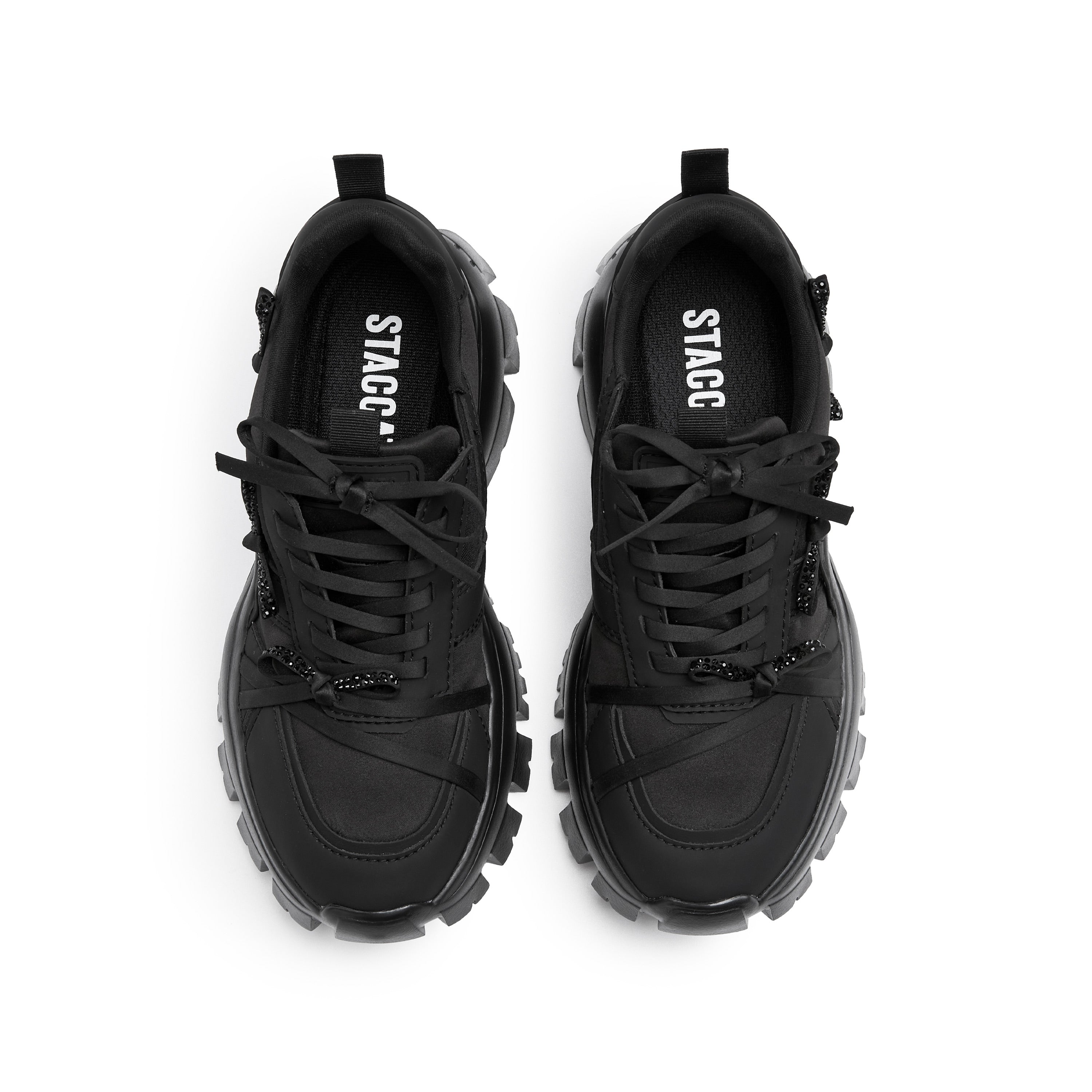 All Black Bows Chunky Sneakers