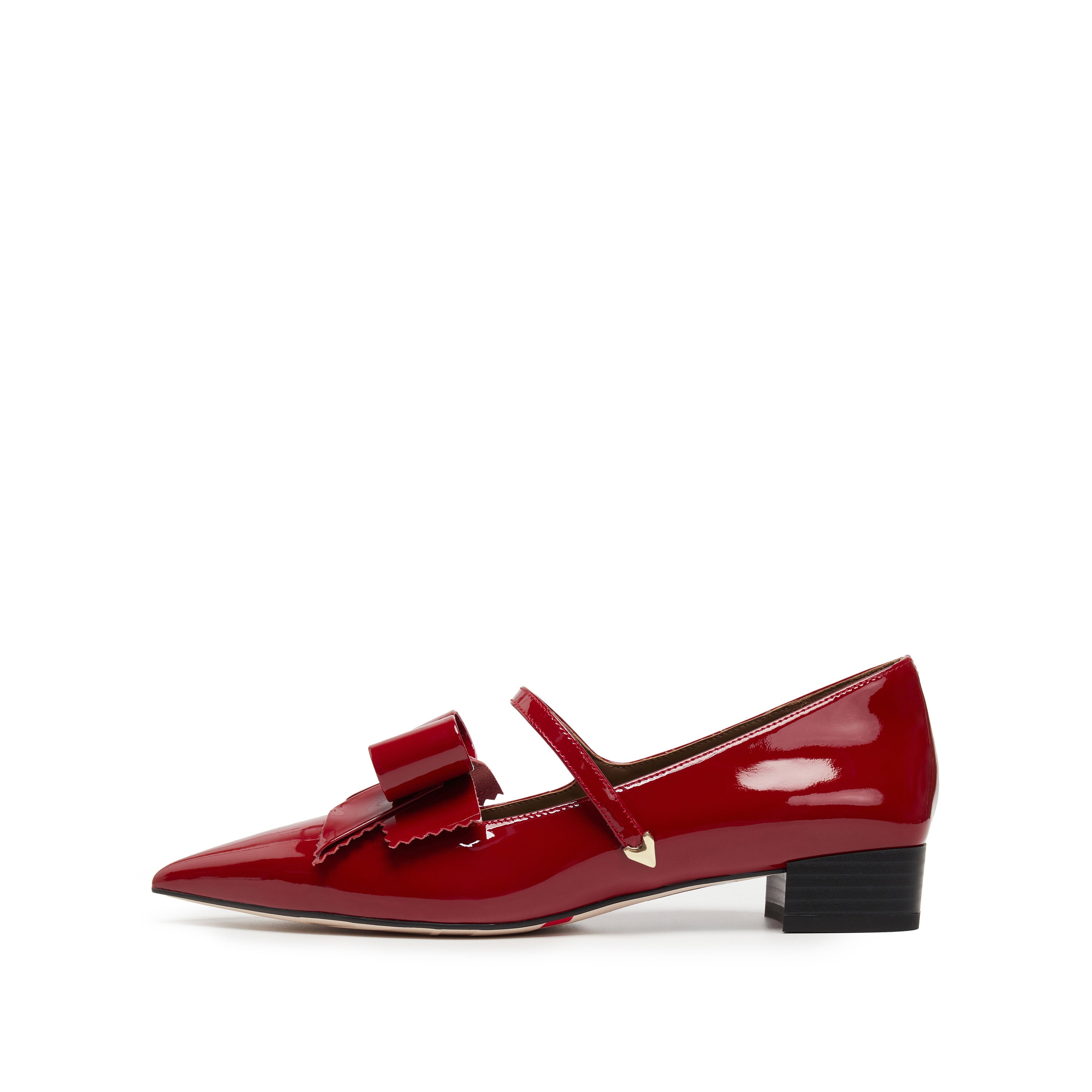 Red Bow Patent Pointed Mary Jane Flats