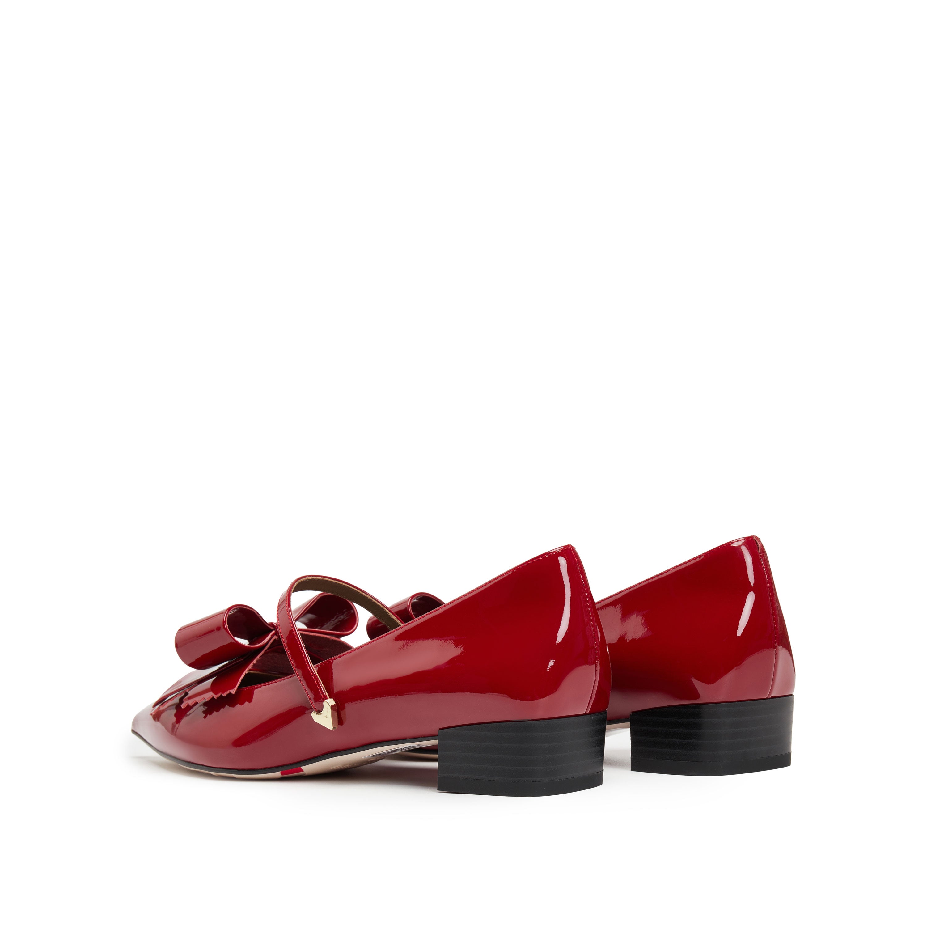 Red Bow Patent Pointed Mary Jane Flats
