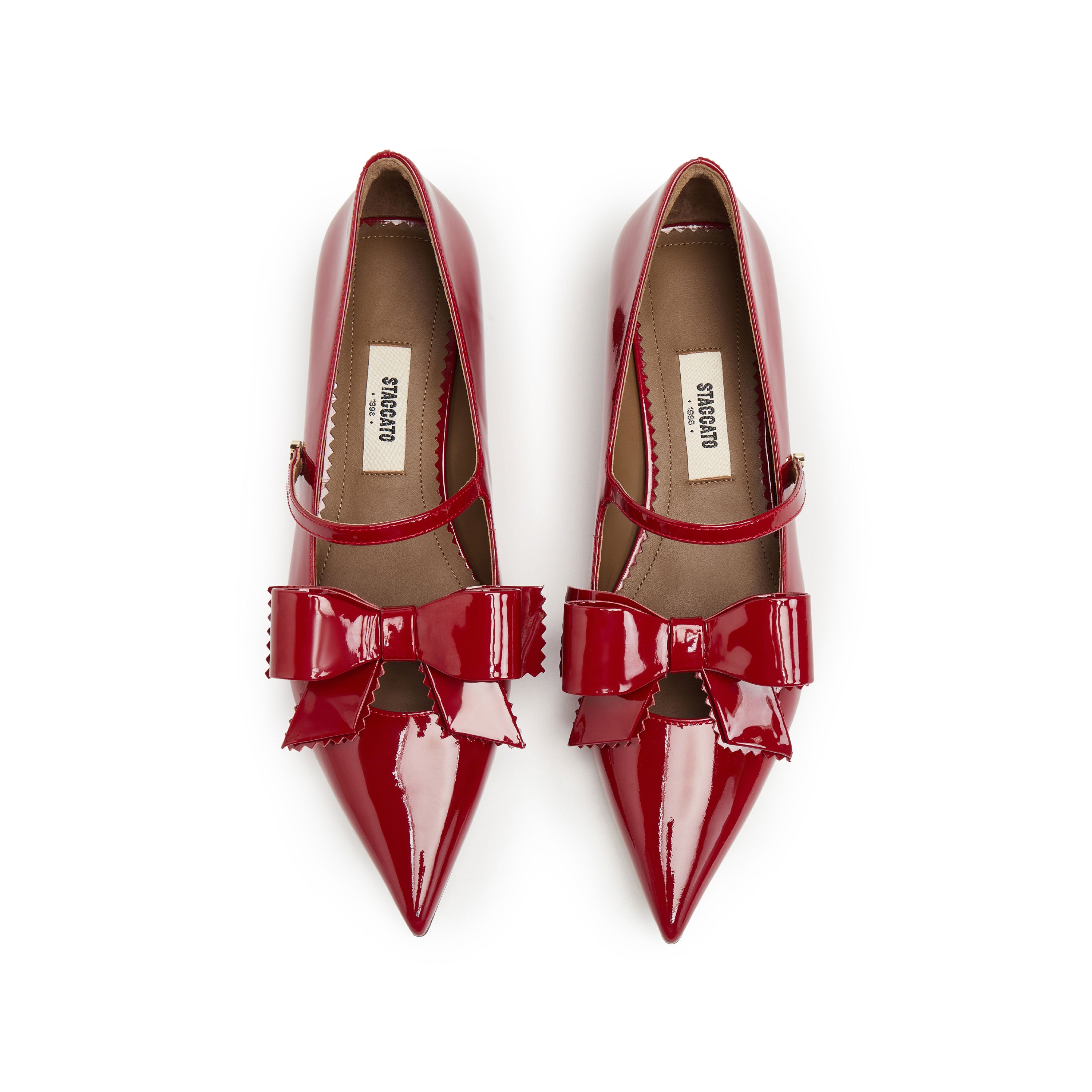 Red Bow Patent Pointed Mary Jane Flats