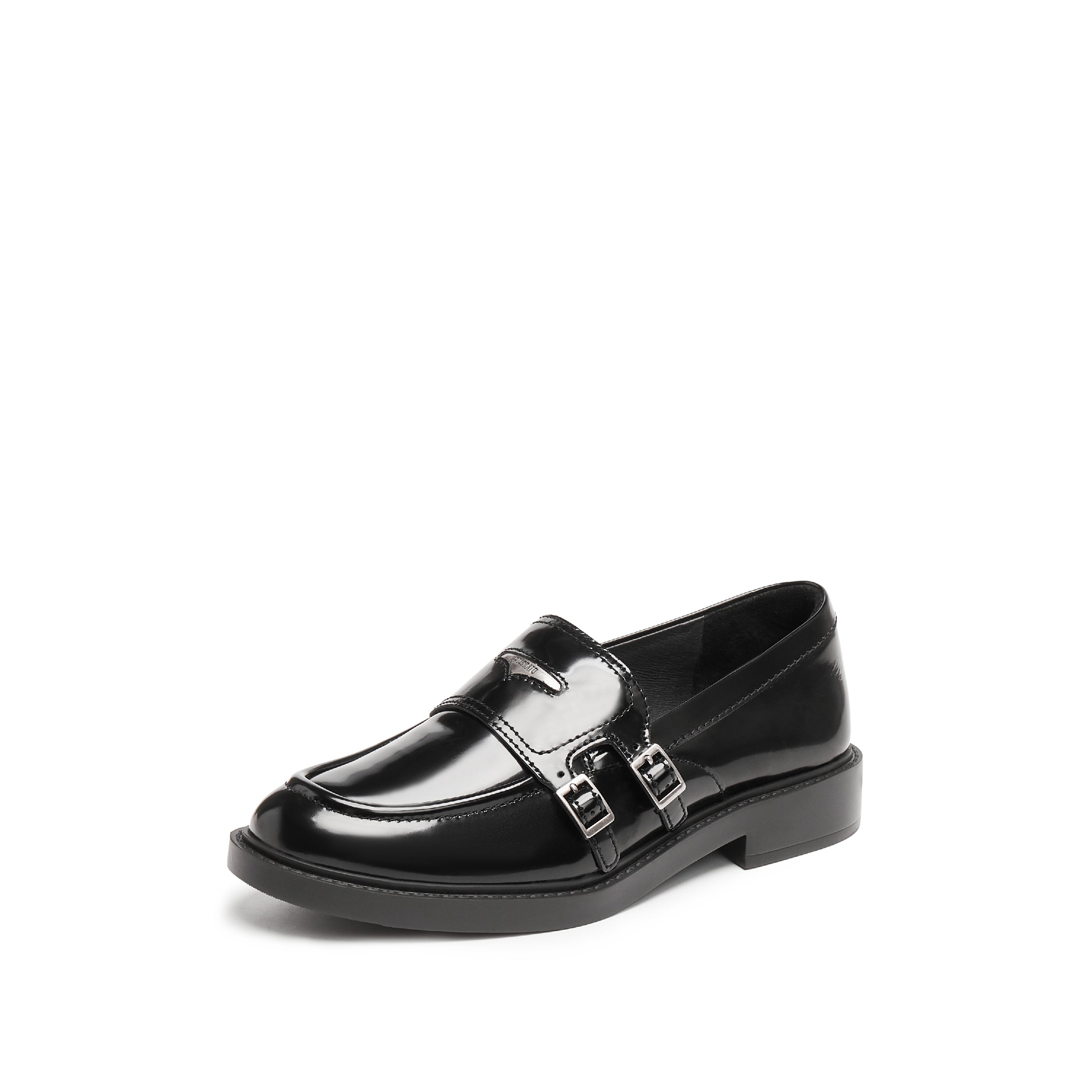 Black Brushed ST Monk Strap Loafers