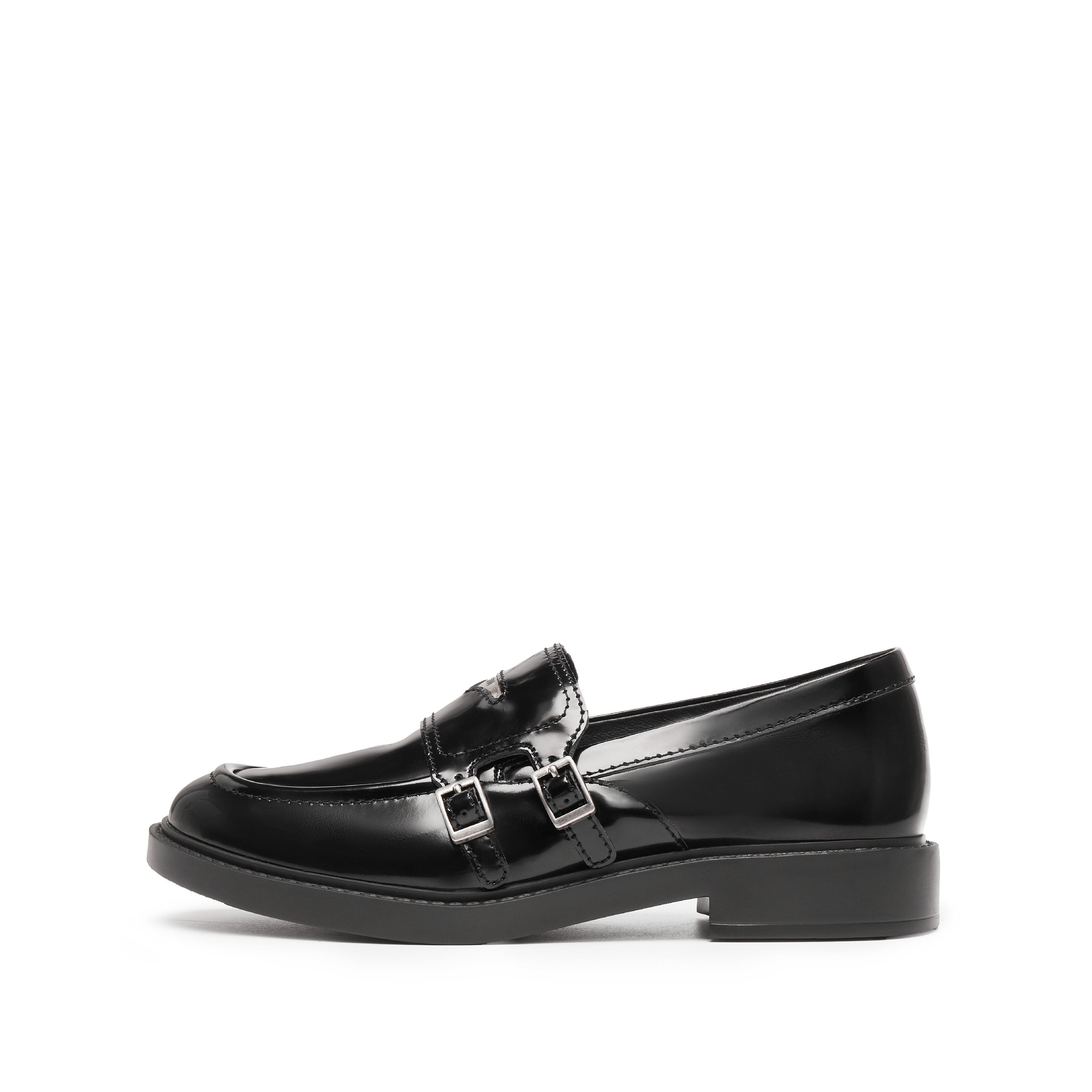 Black Brushed ST Monk Strap Loafers