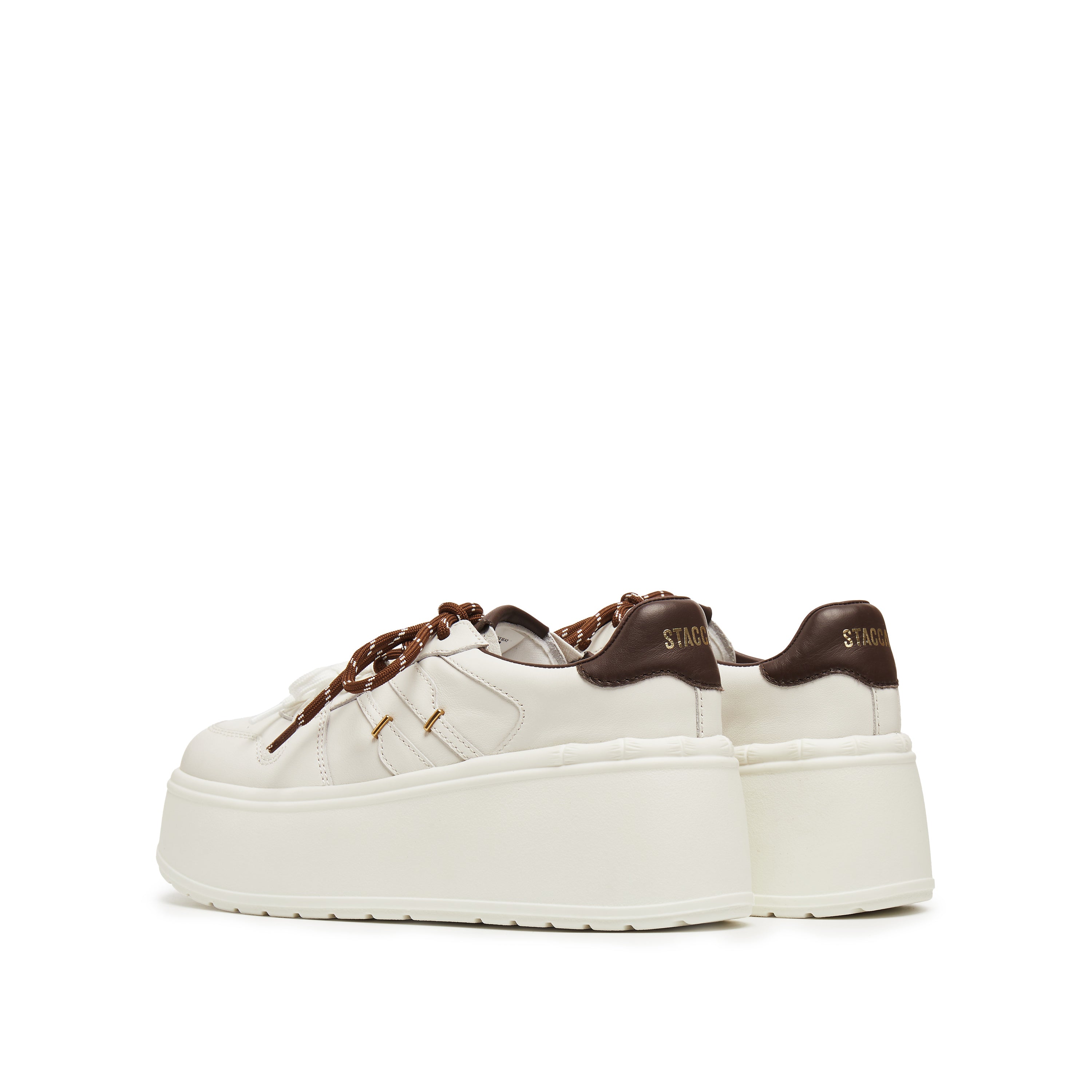 Beige Double Lace Up Flatform Sneakers