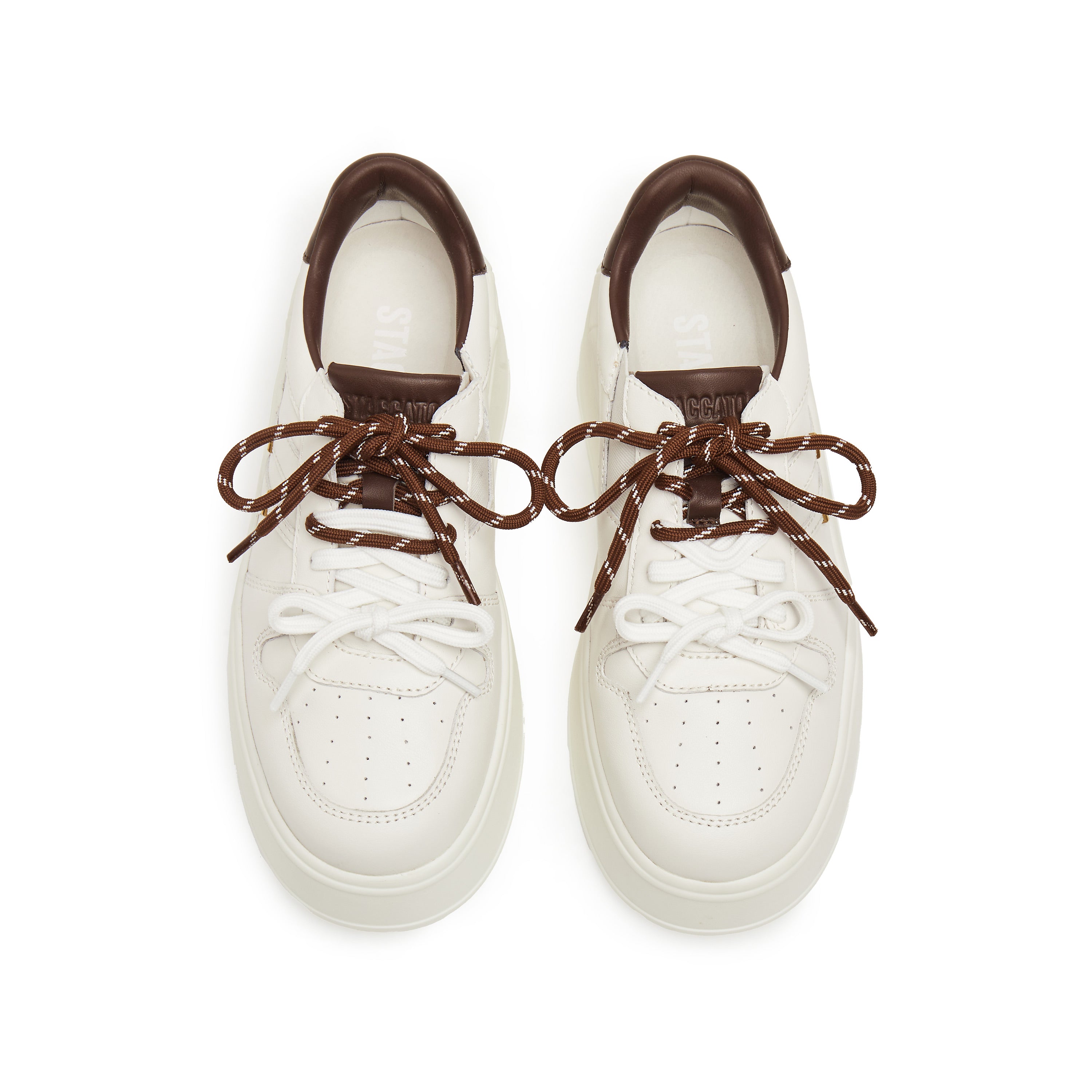 Beige Double Lace Up Flatform Sneakers