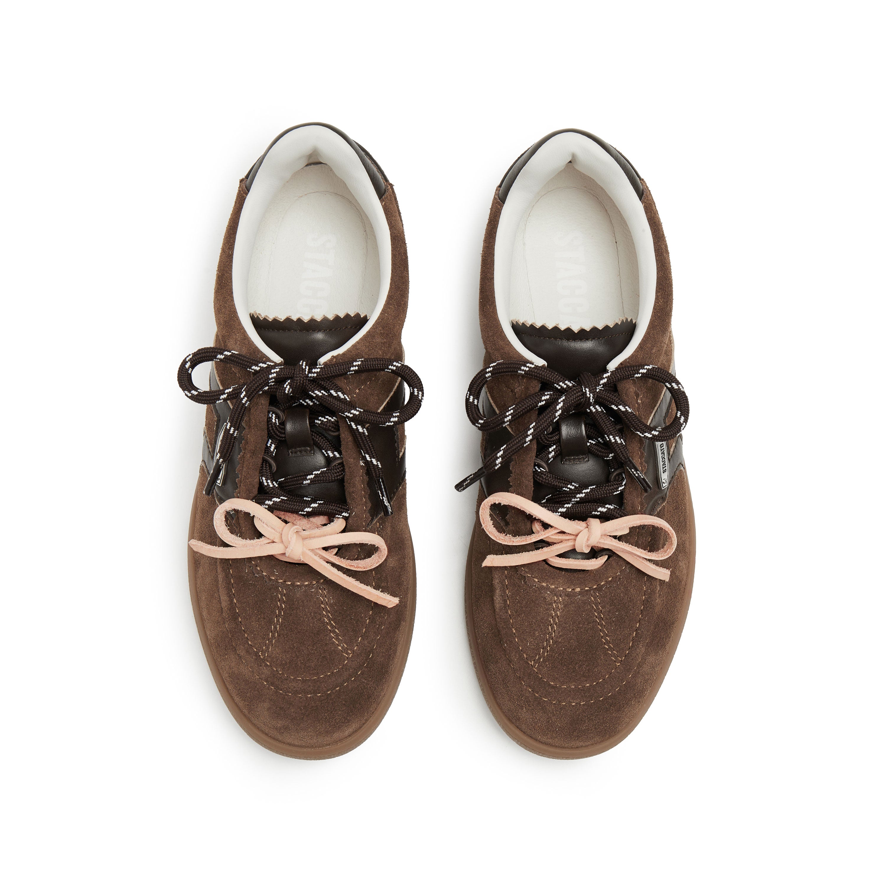 Brown Double Lace Up Casual Sneakers