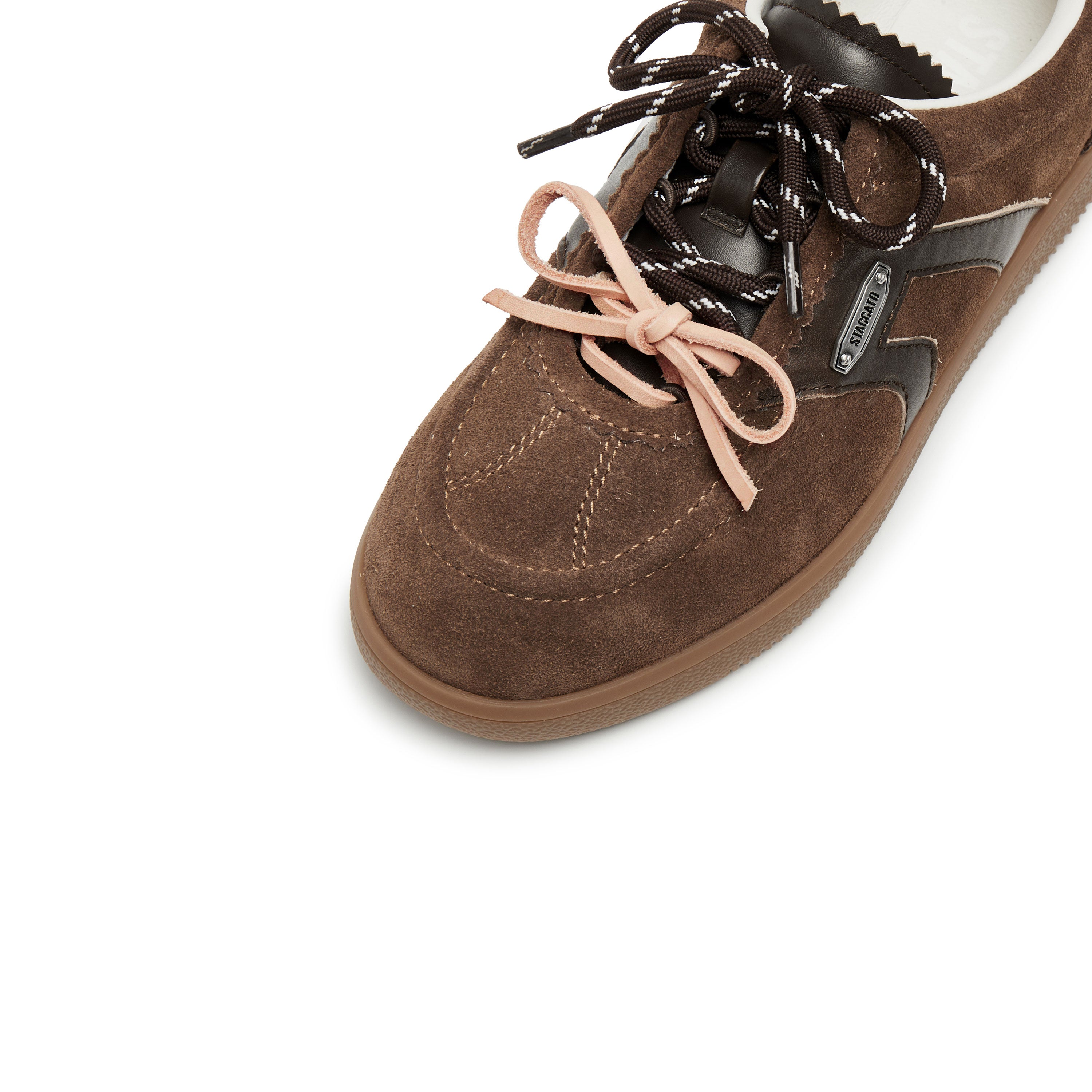 Brown Double Lace Up Casual Sneakers