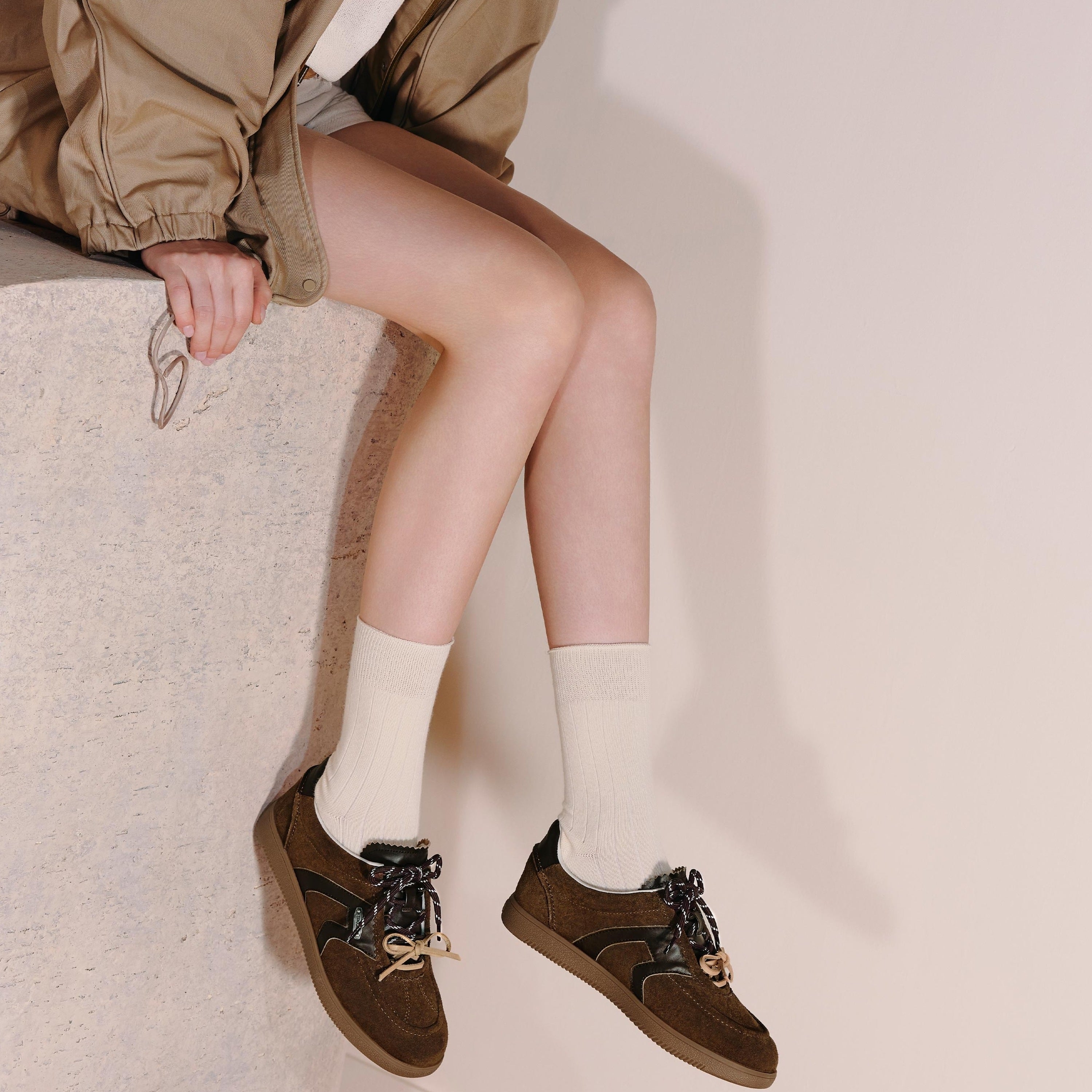 Brown Double Lace Up Casual Sneakers