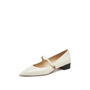 White Pointy Patent Marry Jane Flats
