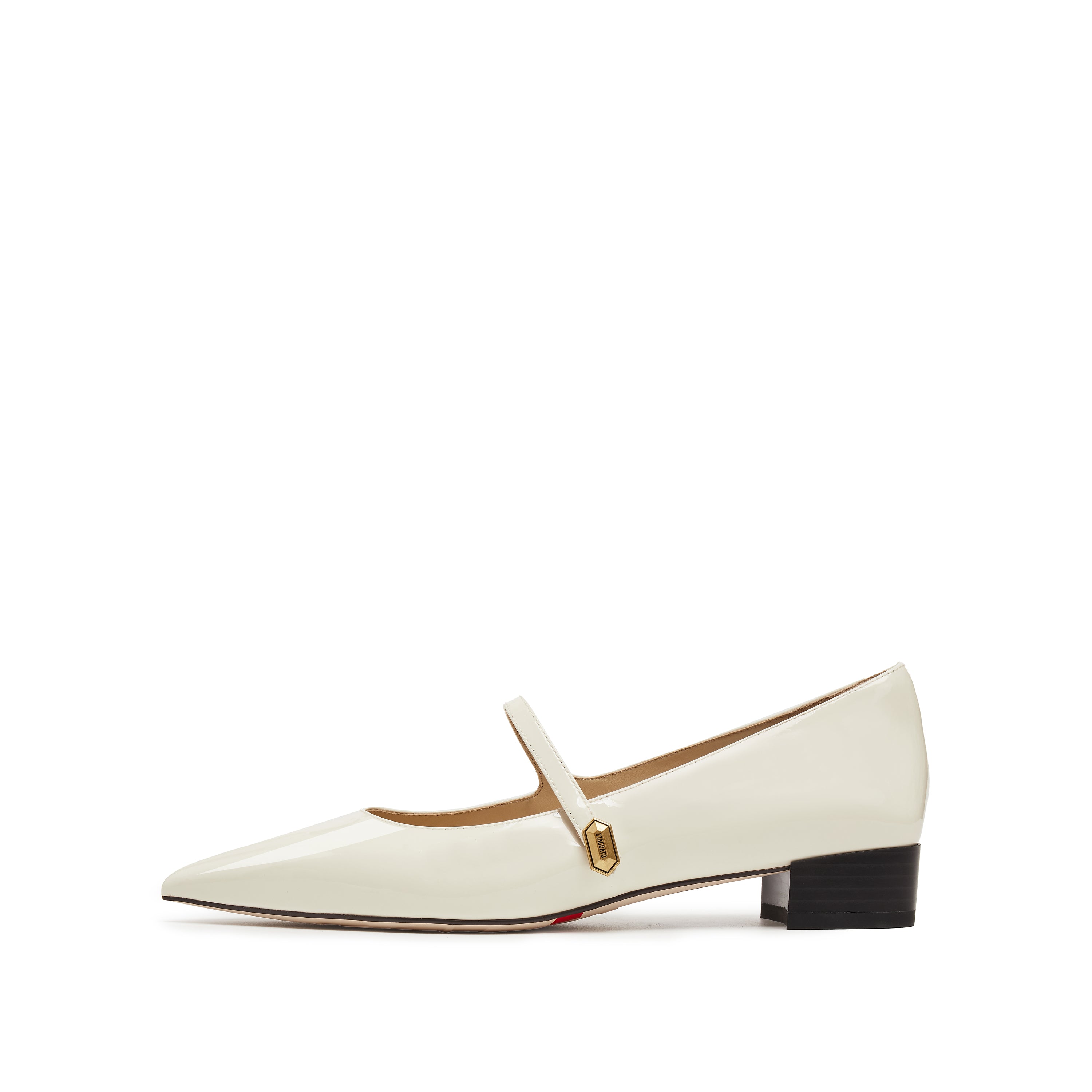 White Pointy Patent Marry Jane Flats
