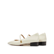 White Pointy Patent Marry Jane Flats