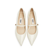 White Pointy Patent Marry Jane Flats