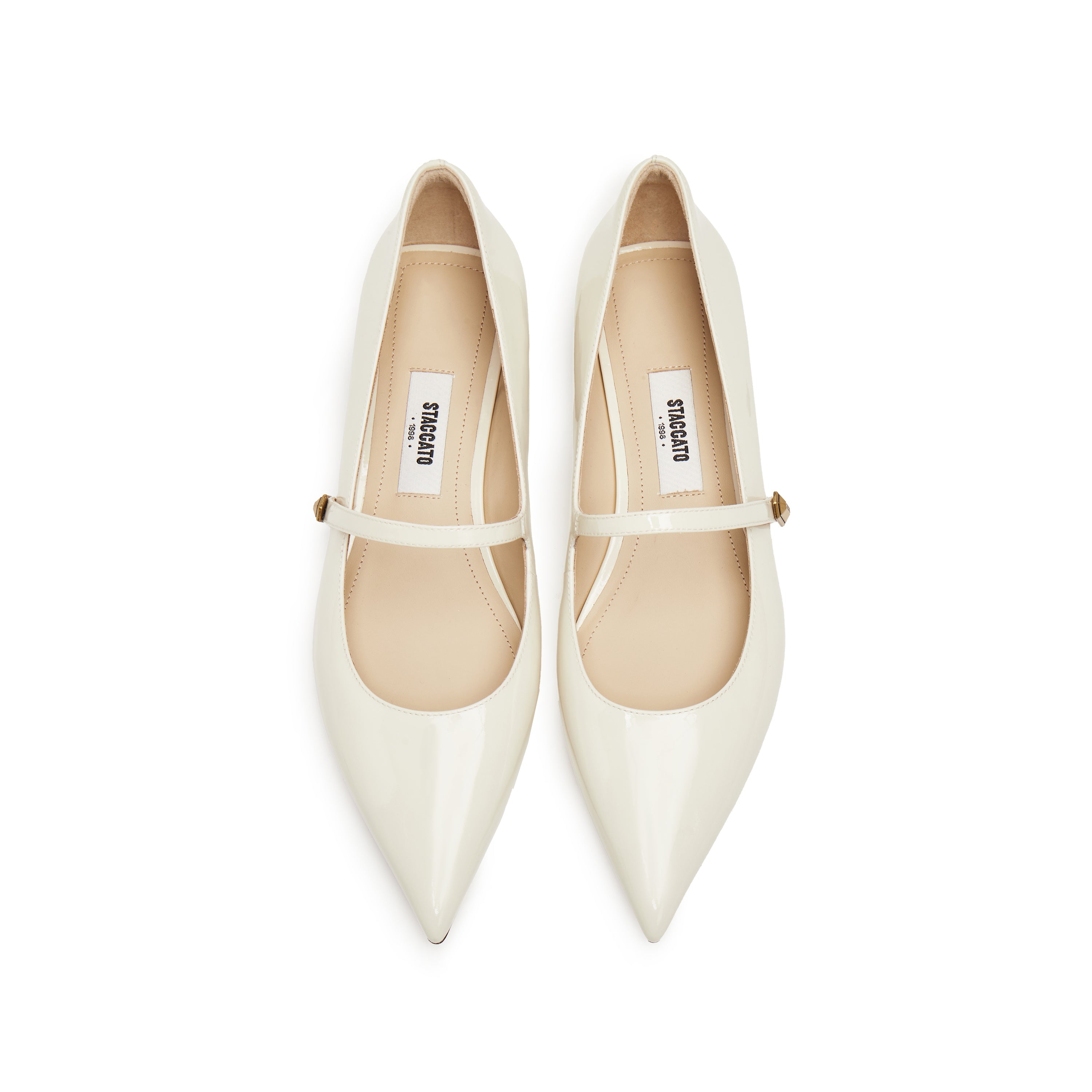 White Pointy Patent Marry Jane Flats