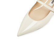 White Pointy Patent Marry Jane Flats