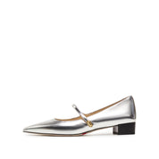 Silver Pointy Patent Marry Jane Flats