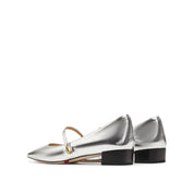 Silver Pointy Patent Marry Jane Flats
