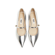 Silver Pointy Patent Marry Jane Flats