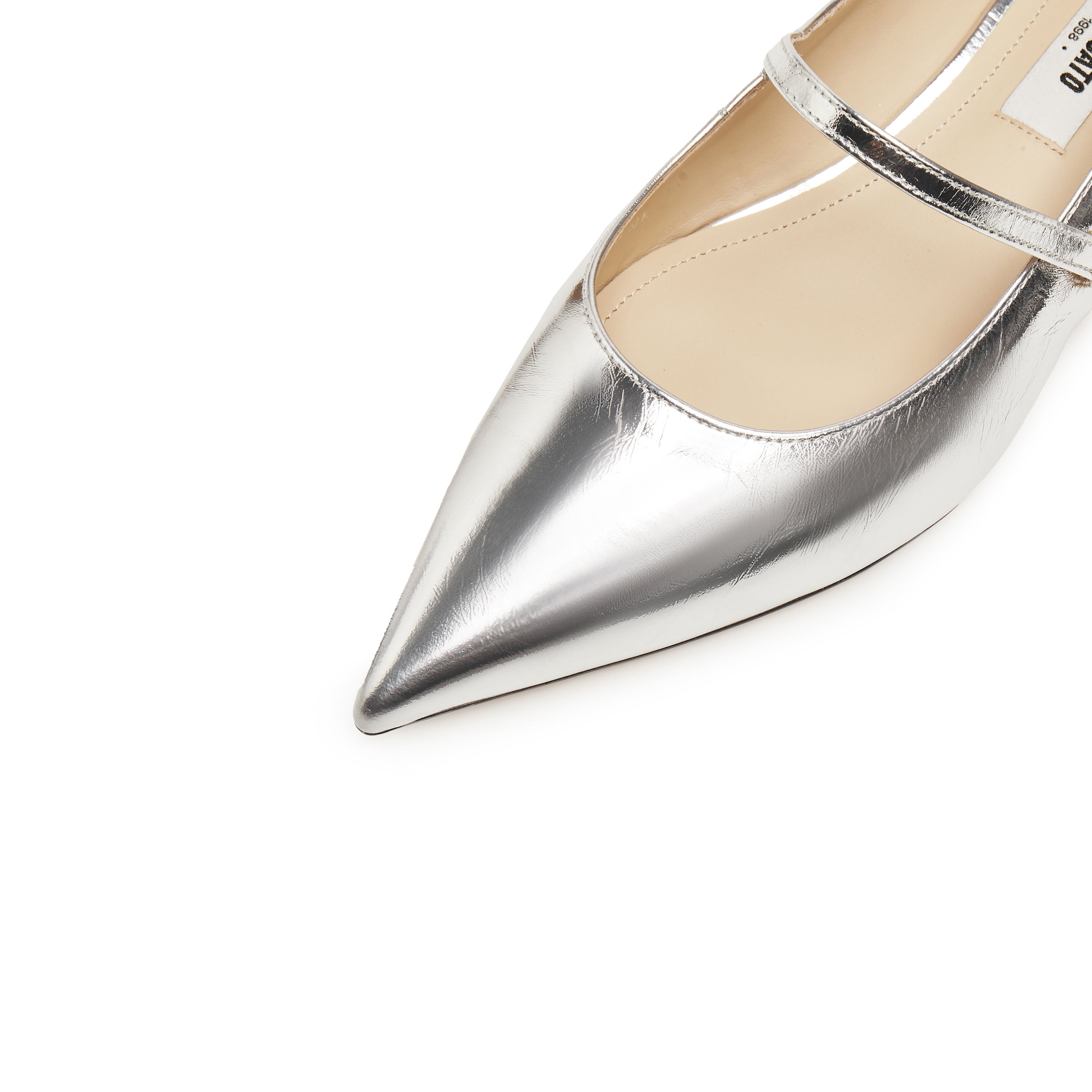 Silver Pointy Patent Marry Jane Flats