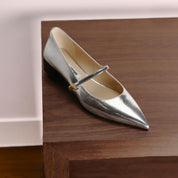 Silver Pointy Patent Marry Jane Flats