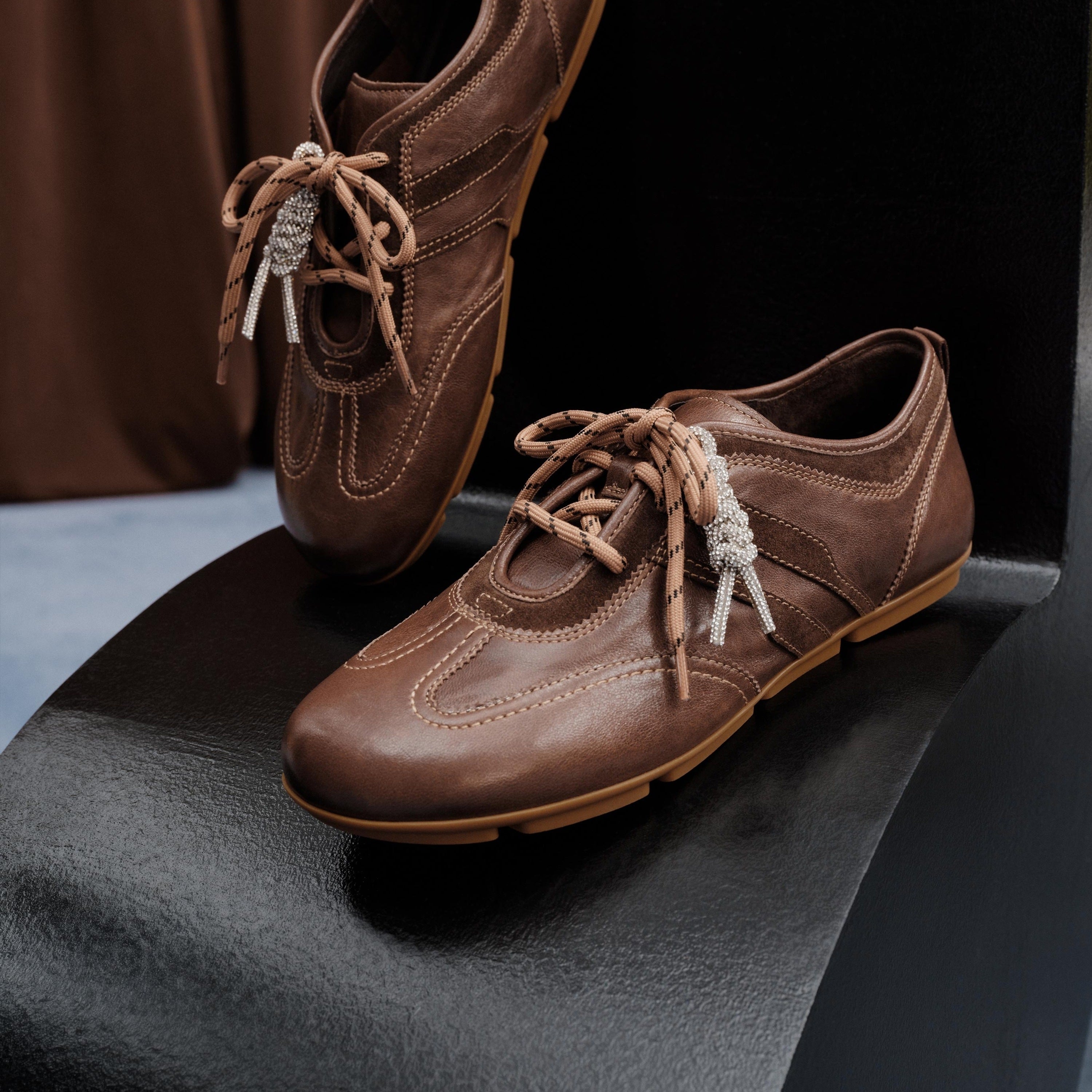 Brown Leather Casual Sneakers