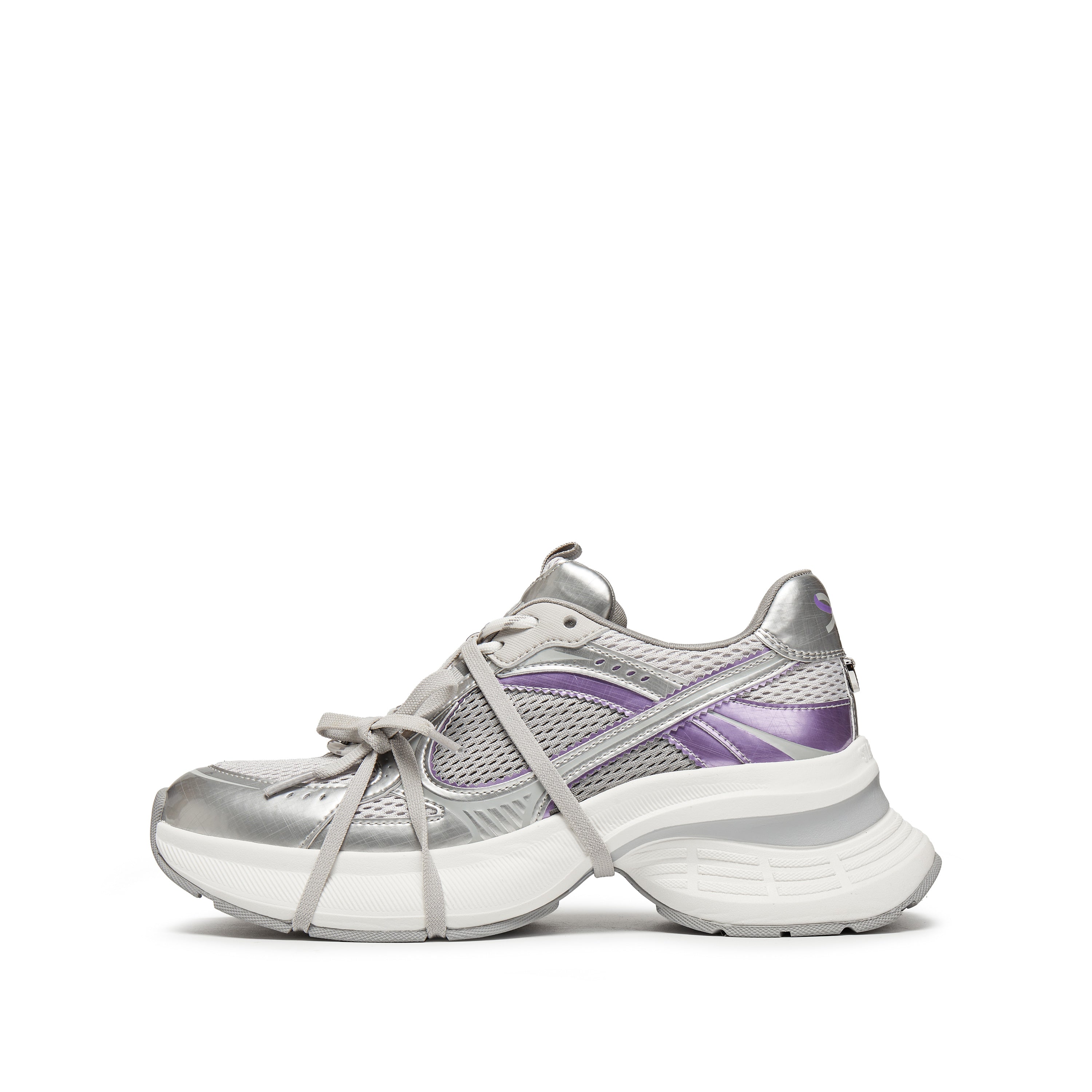 Silver Grey Super Lace Up Chunky Sneakers