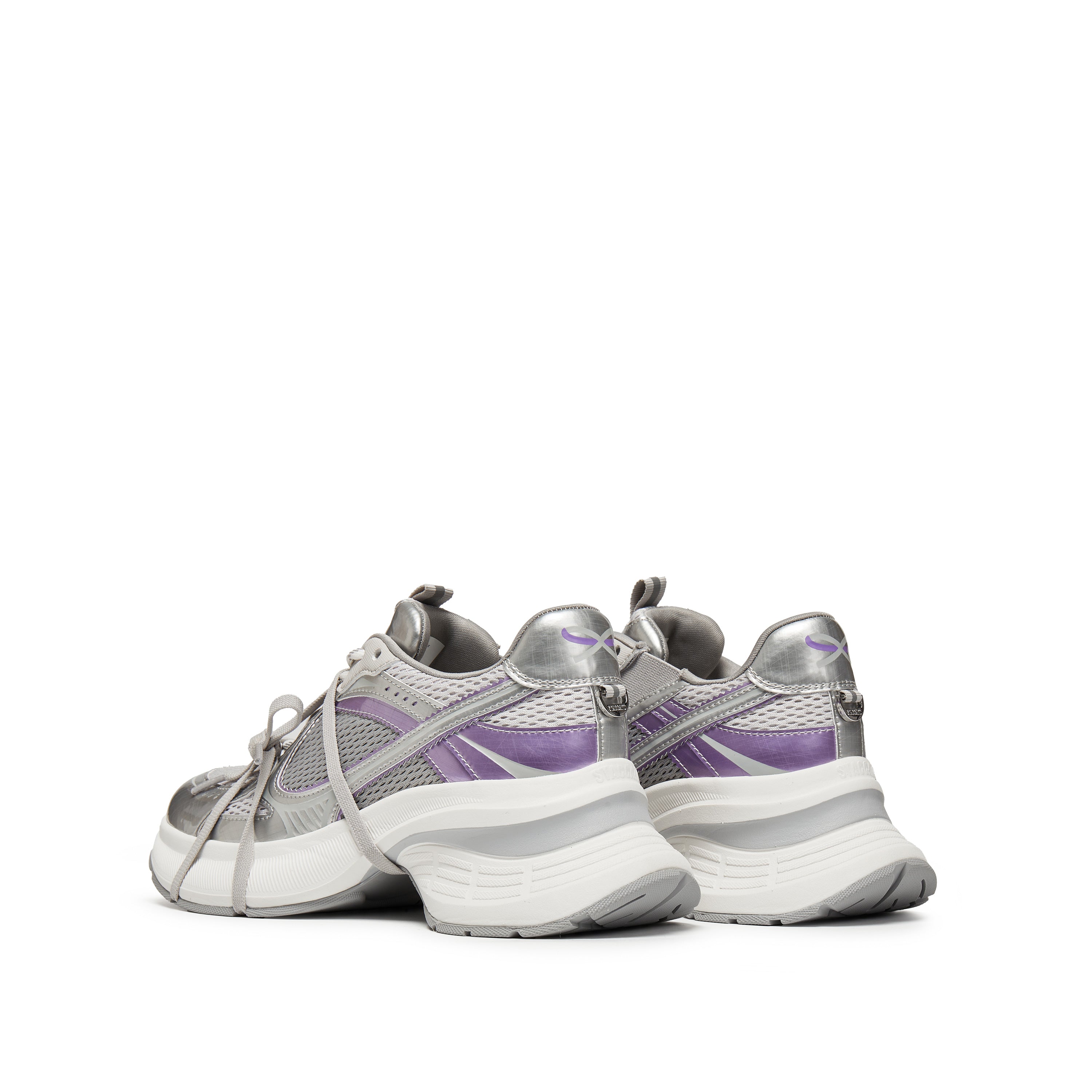 Silver Grey Super Lace Up Chunky Sneakers