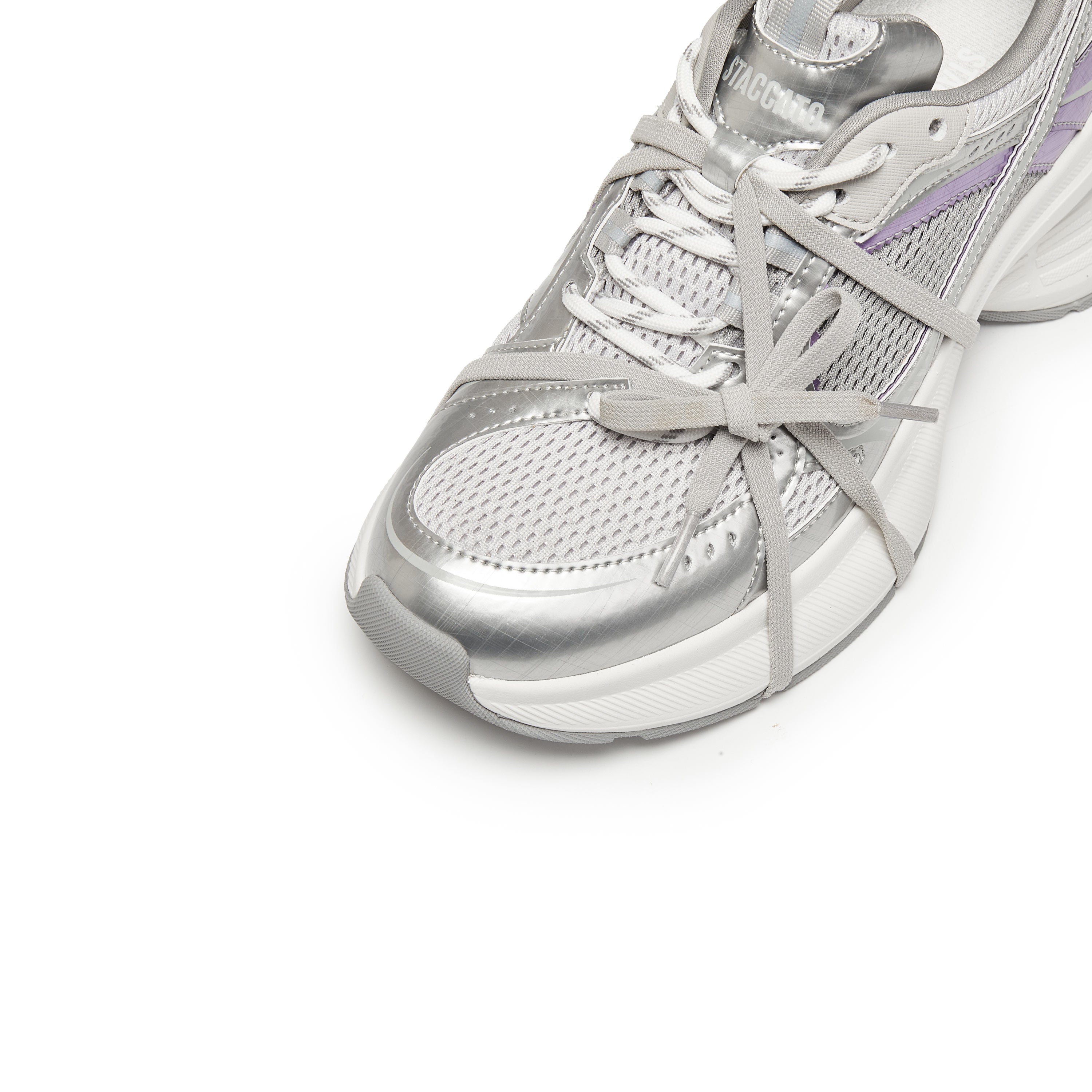 Silver Grey Super Lace Up Chunky Sneakers